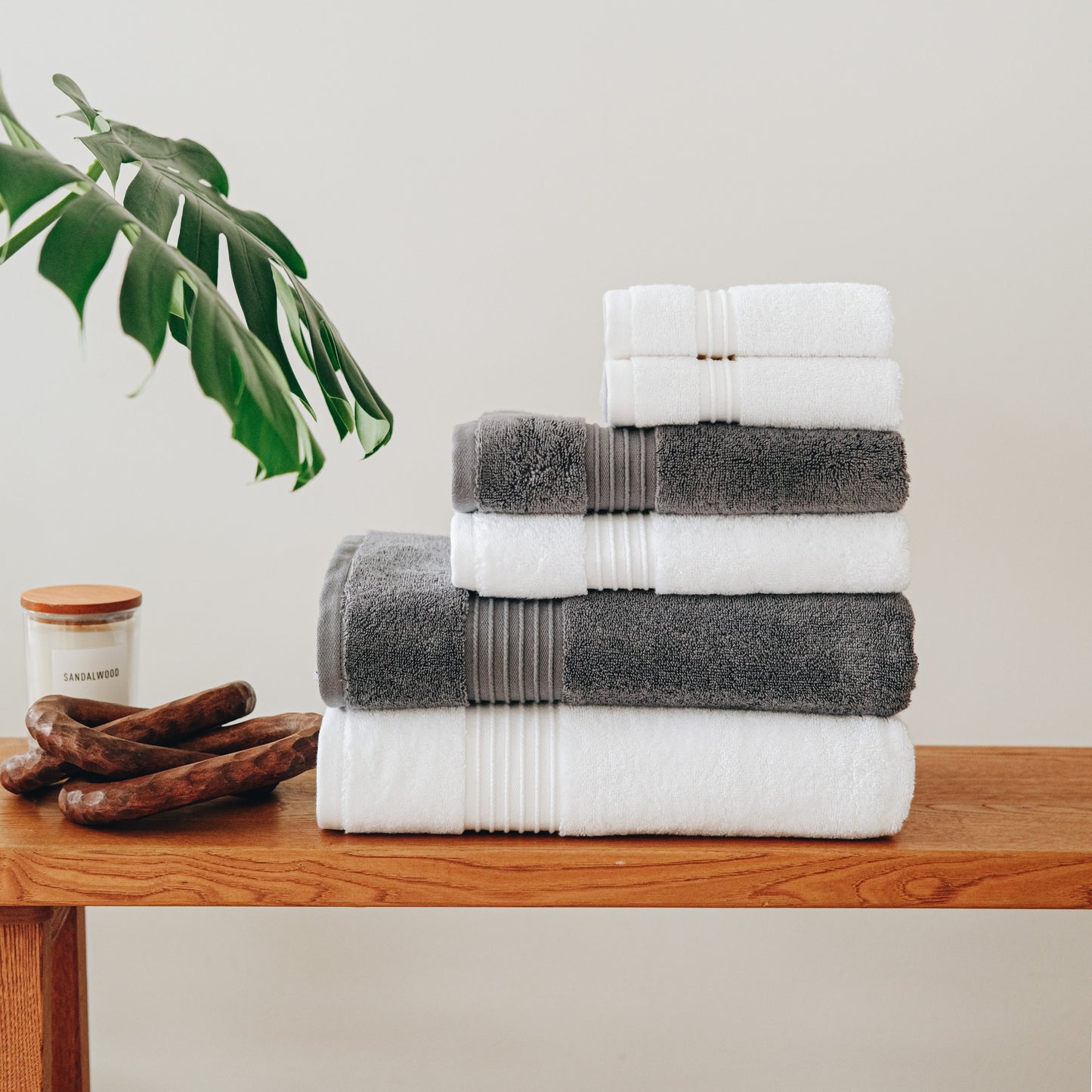 Milara Mila 6-Piece Luxury Towel Bundle – White & Anthracite | Turkish Cotton