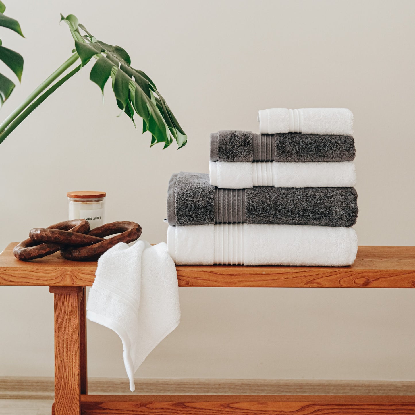 Milara Mila 6-Piece Luxury Towel Bundle – White & Anthracite | Turkish Cotton