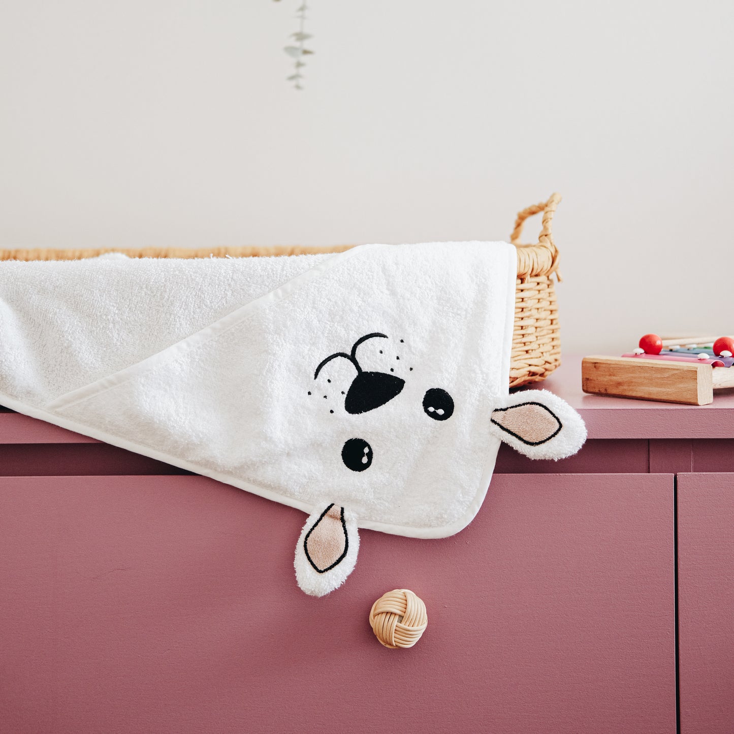Milara Baby Hooded Towel – Ultra-Soft Bamboo + Cotton Blend (30x30 in, White)