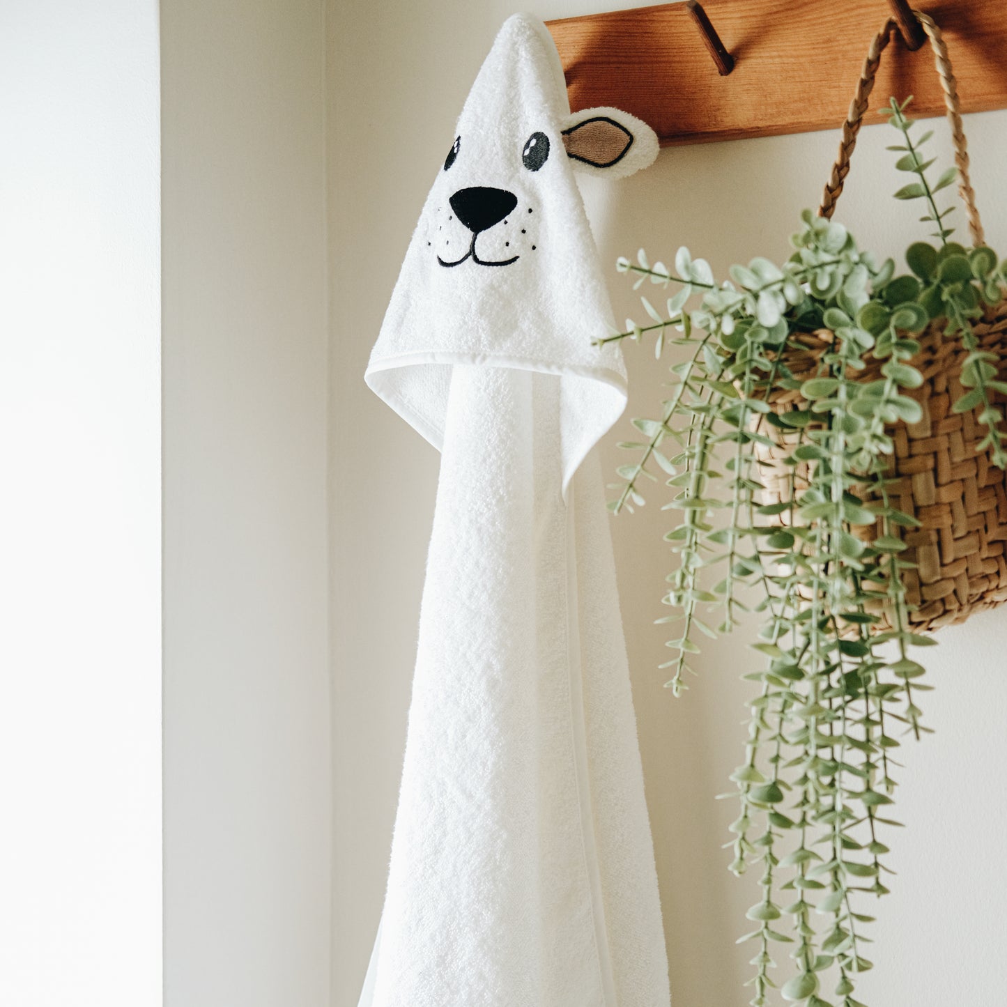 Milara Baby Hooded Towel – Ultra-Soft Bamboo + Cotton Blend (30x30 in, White)