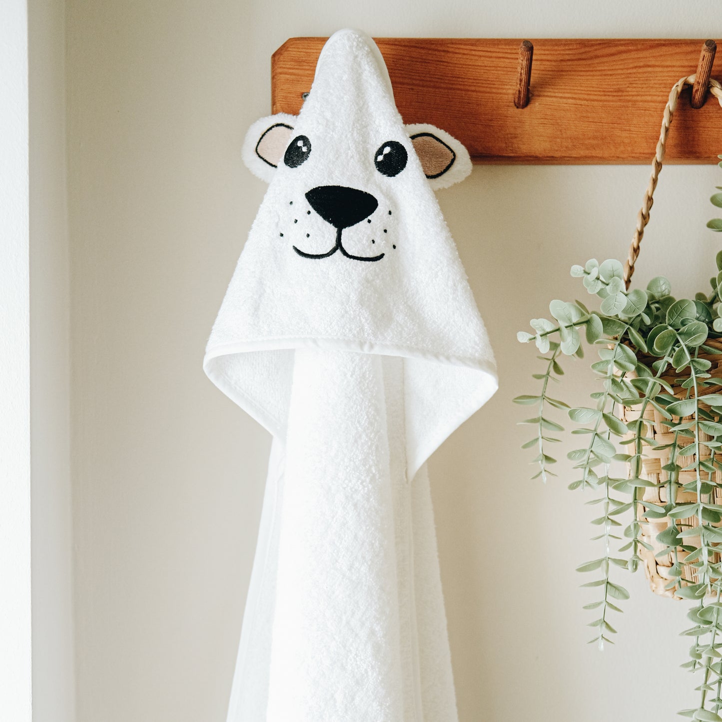 Milara Baby Hooded Towel – Ultra-Soft Bamboo + Cotton Blend (30x30 in, White)