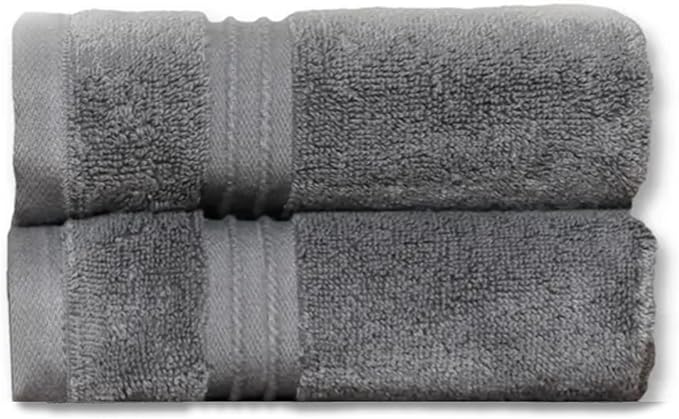 Milara Turkish Super-Plush Bathroom Hand Towels Set 2-Piece, Anthracite (Dark Gray) Hand Towel, (16 x 30 Inches)