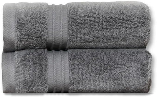 Milara Turkish Super-Plush Bathroom Hand Towels Set 2-Piece, Anthracite (Dark Gray) Hand Towel, (16 x 30 Inches)