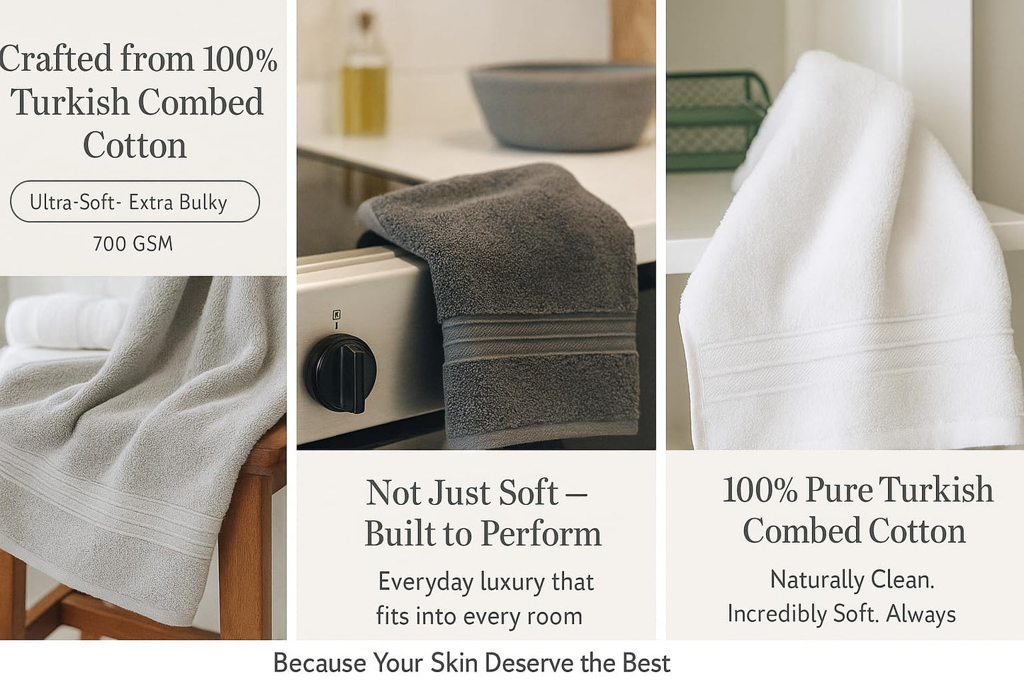 Milara Turkish Super-Plush Wash Cloths Set 4-Piece Silver Gray Bath Washcloths, (13 x 13 Inch)