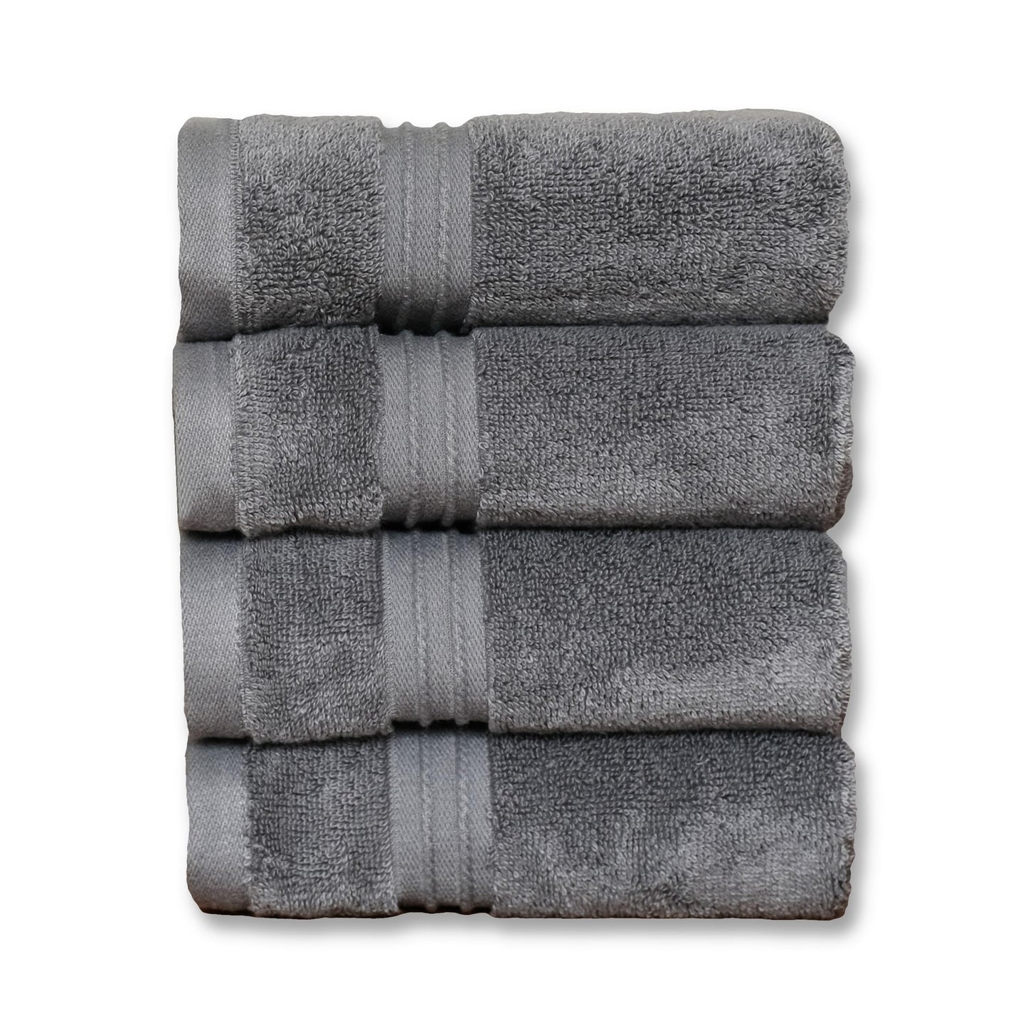 Milara Turkish Super-Plush Wash Cloths Set 4-Piece, Anthracite (Dark Gray) Bath Washcloths, (13 x 13 Inch)