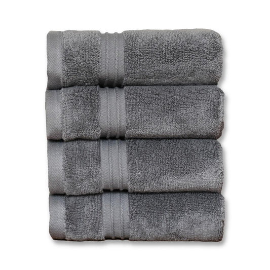Milara Turkish Super-Plush Wash Cloths Set 4-Piece, Anthracite (Dark Gray) Bath Washcloths, (13 x 13 Inch)