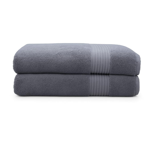 Milara Turkish Super-Plush Bath Towels Set 2-Piece, Anthracite (Dark Gray) Turkish Bath Towels, (27 x 54 Inches)