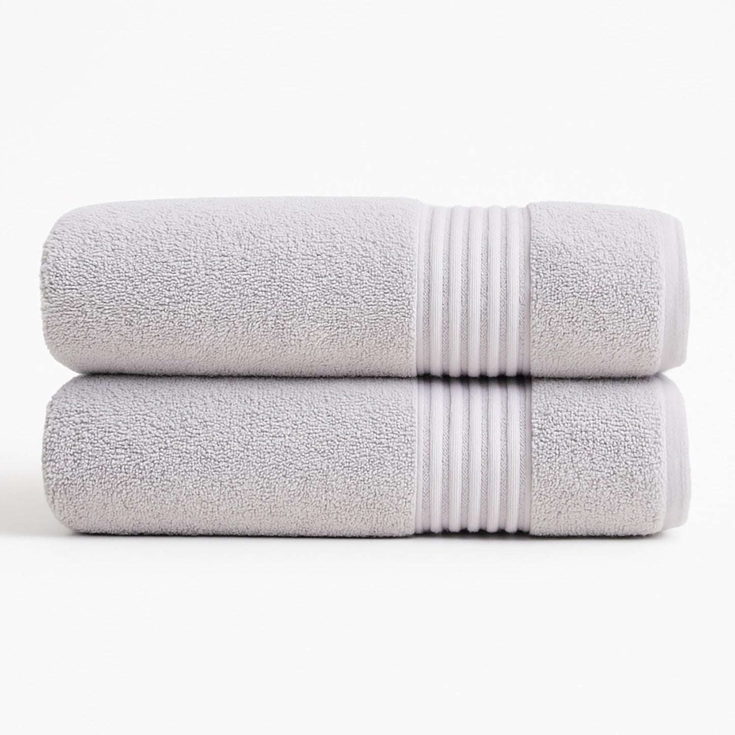 Milara Turkish Super-Plush Bathroom Hand Towels Set 2-Piece, Silver Gray Color Hand Towel, (16 x 30 Inches)