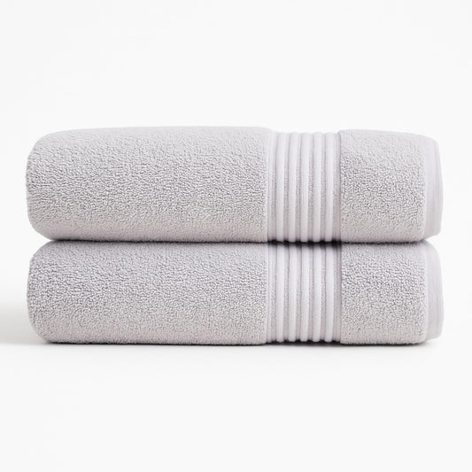 Milara Turkish Super-Plush Bathroom Hand Towels Set 2-Piece, Silver Gray Color Hand Towel, (16 x 30 Inches)