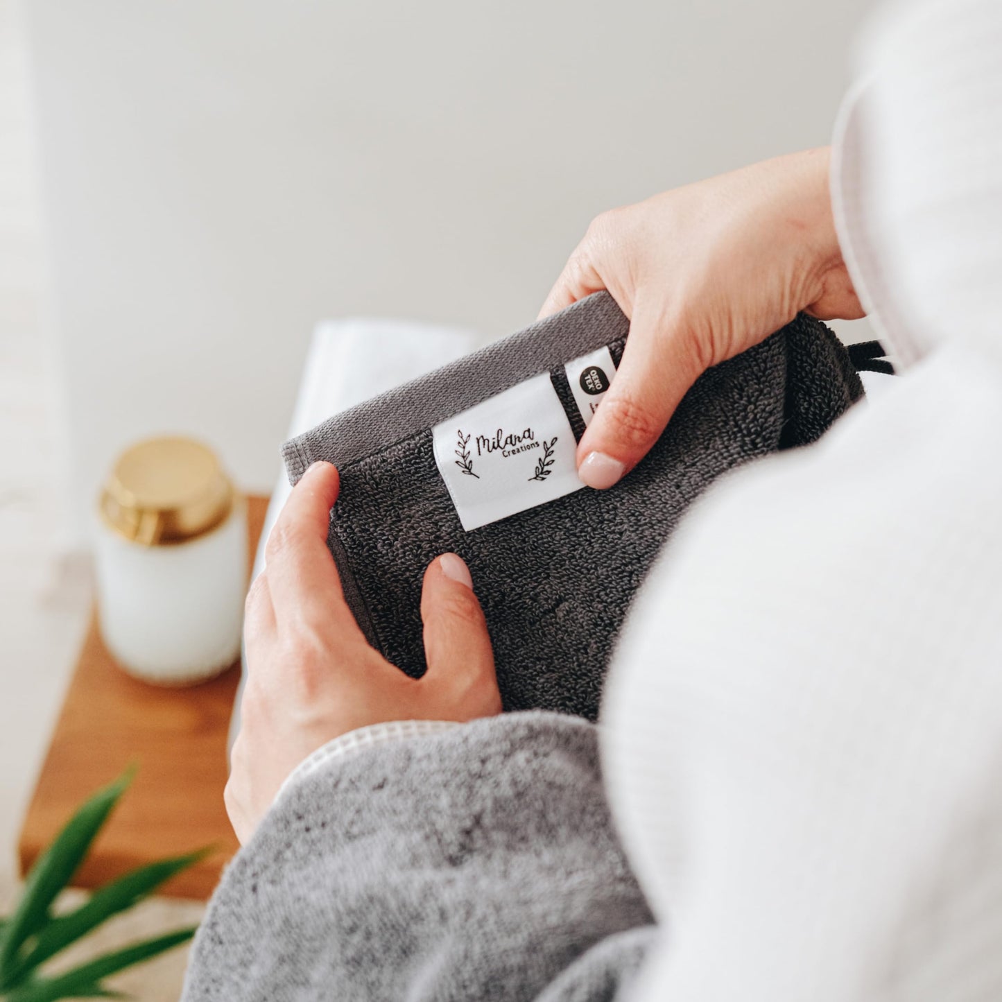 Milara Turkish Super-Plush Bath Towels Set 2-Piece, Anthracite (Dark Gray) Turkish Bath Towels, (27 x 54 Inches)