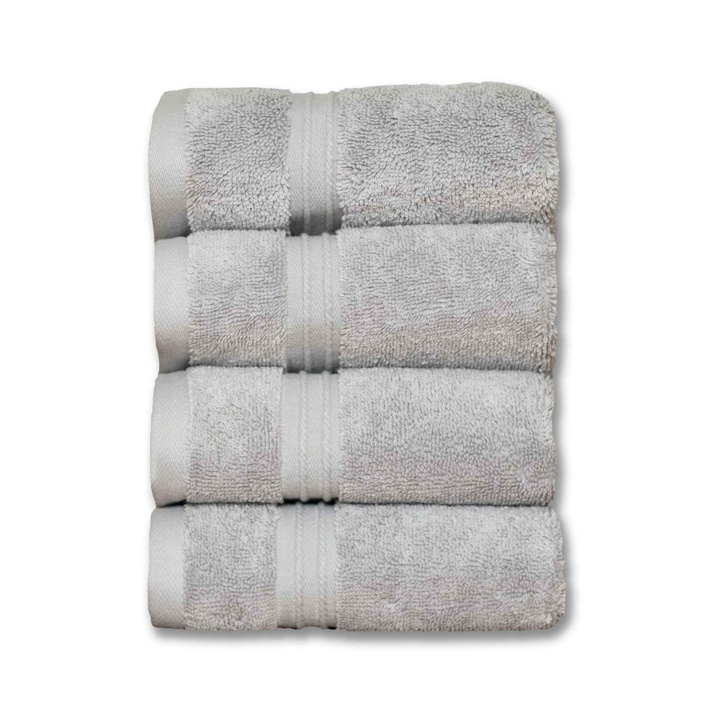 Milara Turkish Super-Plush Wash Cloths Set 4-Piece Silver Gray Bath Washcloths, (13 x 13 Inch)