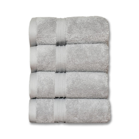 Milara Turkish Super-Plush Wash Cloths Set 4-Piece Silver Gray Bath Washcloths, (13 x 13 Inch)