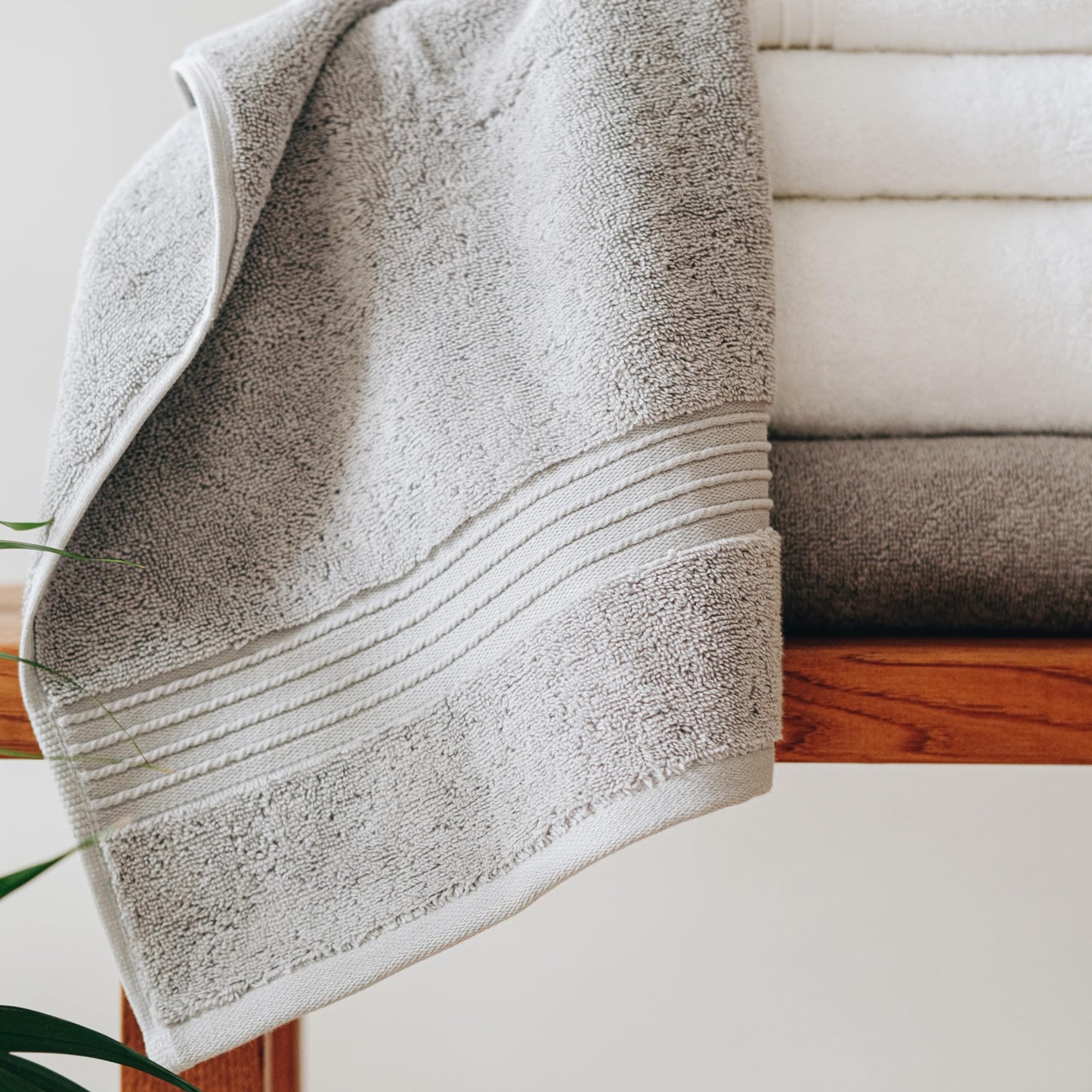 Milara Turkish Super-Plush Bathroom Hand Towels Set 2-Piece, Silver Gray Color Hand Towel, (16 x 30 Inches)