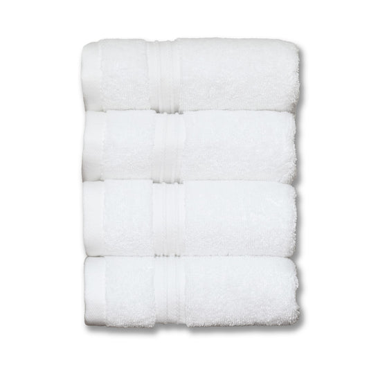 Nina - 4-Piece Washcloth Set, 100% Turkish Combed Cotton, 13 x 13, With Hanging Loops