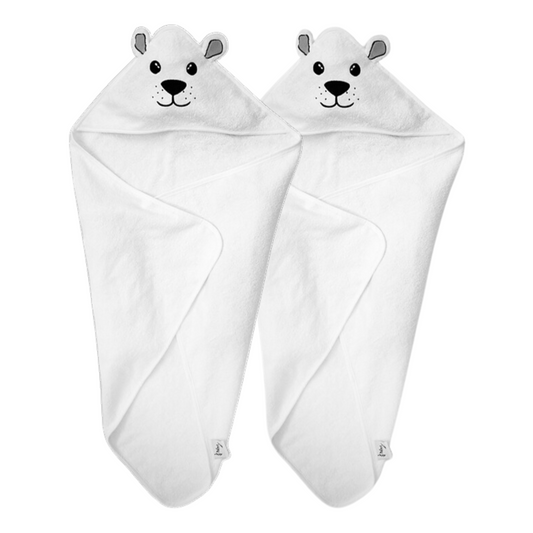 Milara 2-Pack Hooded Baby Towels – Ultra-Soft Bamboo + Cotton Blend (30×30 in, White)
